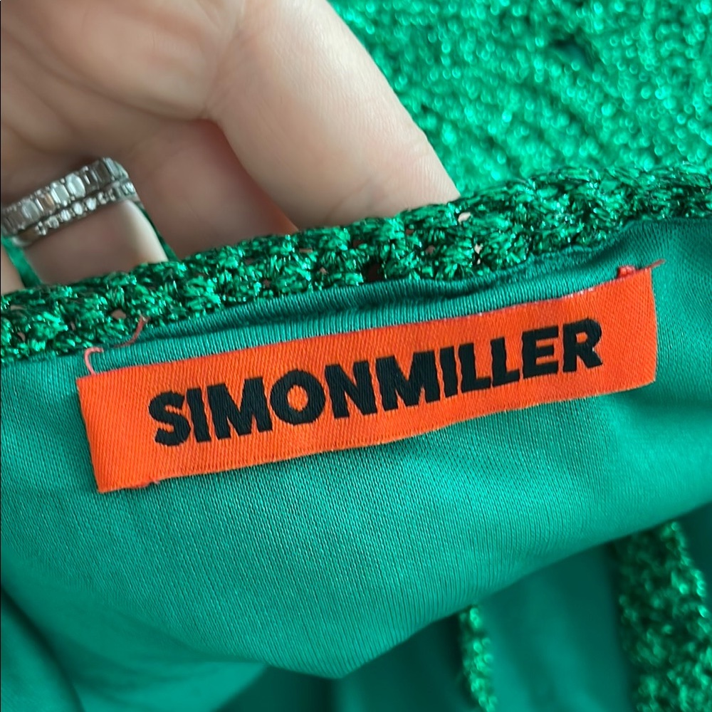 Simon Miller Strapless Green Crochet Tassel Mini Dress - Picture 6 of 7